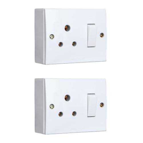 Image of Anchor by Panasonic Penta 6A Deluxe 2 in 1 Combined Unit with Switch, Socket and Box, 2-in-1 Unit with Box - 4 Fixing Holes, ISI Marked, White (38842-2)