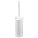mDesign Toilet Bowl Brush and Holder - Covered Bathroom Brush - Standing Scrubber in Modern Holder - Compact, Space Saving, Deep Cleaning - White