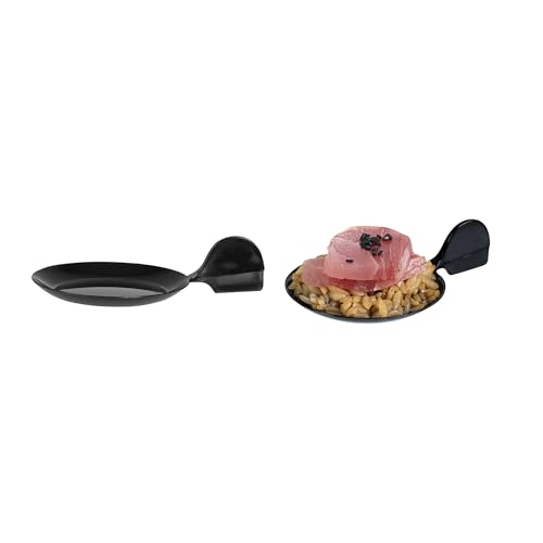 Restaurantware 3.7 x 2.5 Inch Dessert Plates 100 Small Cocktail Plates - Unique Fish-Shaped Black Plastic Disposable Appetizer Plates Holds Entrees For Wedding or Birthday Parties