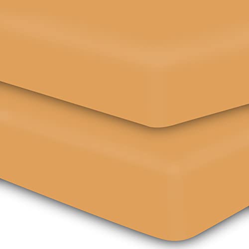 Image of MOONQUEEN 2-Pack Baby Fitted Crib Sheets - Soft Breathable Microfiber Toddler Nursery Sheet Set for Boys and Girls, Fits Standard Size Crib Mattress 28 x 52 x 8in, orangey