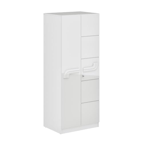 Image of Wakefit Wardrobe for Bedroom | 1 Yr Warranty | Cupboard for Bedroom, Almirah, Wooden Wardrobe, Multi-Shelves Storage with Drawer & Hanger, Density:680-750 kg /m, Free Installation (Tafetta- FW)