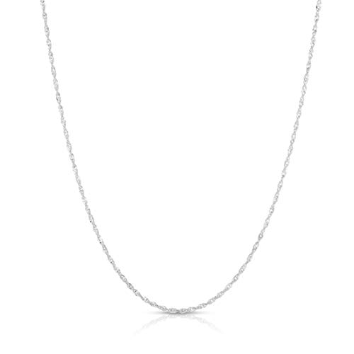 Floreo 14k White Gold .8mm or 1.1mm or 1.3mm or 1.8mm Singapore Chain Necklace