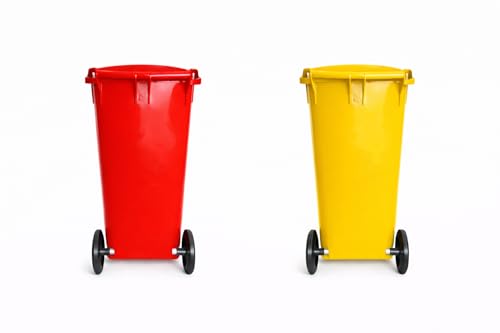 Image of ARISTO Wheel Garbage Dustbin 120 LTR - red /yellow Pack of 2