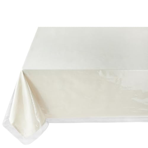Benson Mills Heavy Duty Crystal Clear Plastic 100% Waterproof Tablecloth Protector, Vinyl PVC Table Cloth, Oil Spill Proof Wipe Clean Table Cover for Dining Tables (54