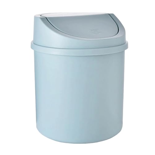 Mini Trash Can, 0.4 Gal Small Removable Plastic Wastebasket with Swing Lid (Blue) - image 1