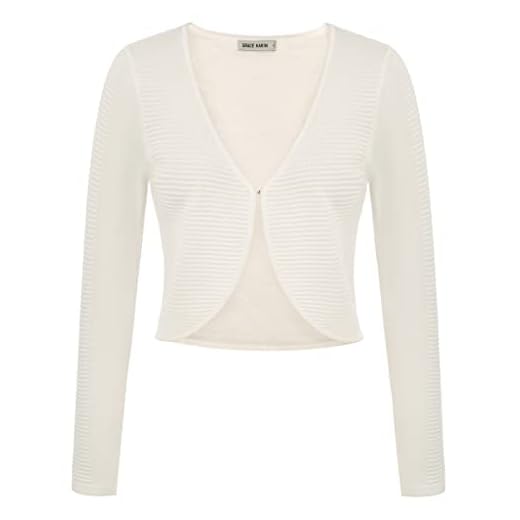 Cárdigan de Punto de Fiesta de Cóctel de Color Sólido con Cuello en V y Manga Larga para Mujer Blanco XL