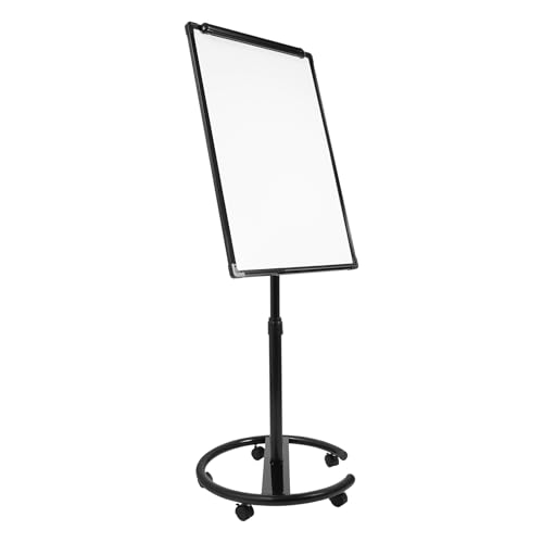 Flipchart Stand Altura Ajustable Pizarra Blanca Móvil con Ruedas Pizarra Blanca Magnética de Doble Cara con Soporte (Negro)