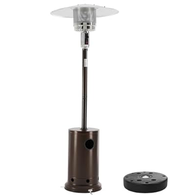 ELLUROOW 48,000 BTU Patio Heater with Sand Box for Outdoor Use, Portable Propane Heater, 18 Ft heat range, Bronze