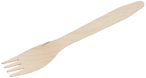 Papstar Holzgabeln / Einweggabeln \pure\ (100 Stück) Länge 16.5 cm aus natürlich hellem Birkenholz für Grillfeste oder Geburtstage, stabiles Einweggeschirr, splitterfreie Verwendung, #18199
