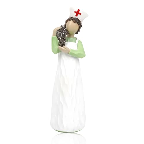 Estatua decorativa enfermera vestido verde figura artesanal miniatura 1