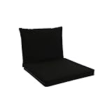 pokar cuscini per divano cuscini sedie cuscino da giardino set di 2: cuscino seduta 60x60x5 cm + cuscino schienale 60x40x15 cm, nero