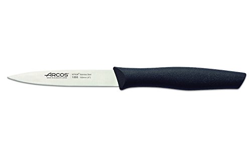 Arcos Serie Nova, Cuchillo Mondador, Hoja De Acero Inoxidable De 100 Mm, Mango De Polipropileno Color Negro
