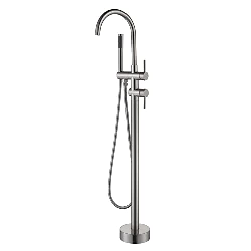 Robinet de baignoire sol cascade nickel brossé mitigeur - 2