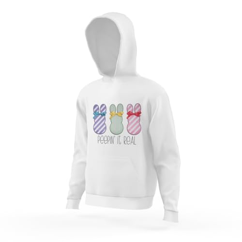 Kids Retro Easter Bunny Happy Easter Peepin' It Real Funny Boys Girls Lightweight Kangaroo Pocket Hoodies4