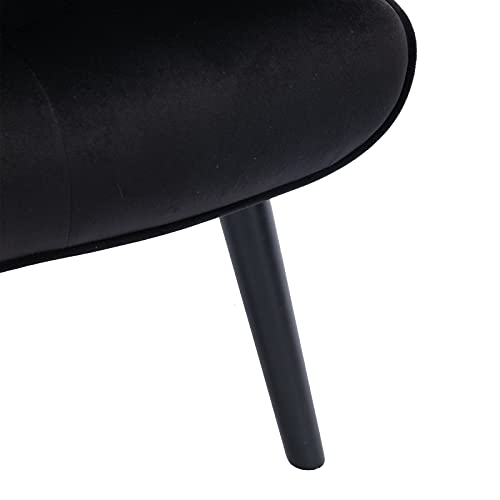 Pannow Modern Velvet Accent Chair, Tufted Button Wingback Arms Chair, Upholstered Tall Back Vanity Chair Leisure Chair With Solid Wood Legs For Living Room Bedroom Waiting Room (Black) #TOP5