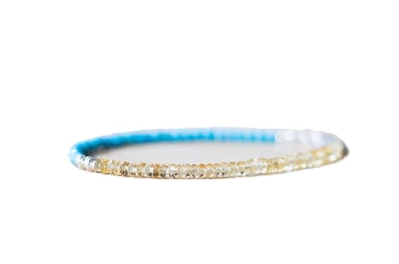 Bracelet en turquoise véritable et citrine facettée finitions de luxe argent 925