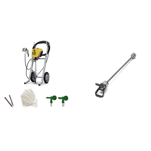 WAGNER Airless Pistolet 350 M pour Peintures Murales, Laques et Lasures, 110 bar, tuyau 15 m & Control Pro HEA Rallonge de buse pour murs hauts, plafonds et...