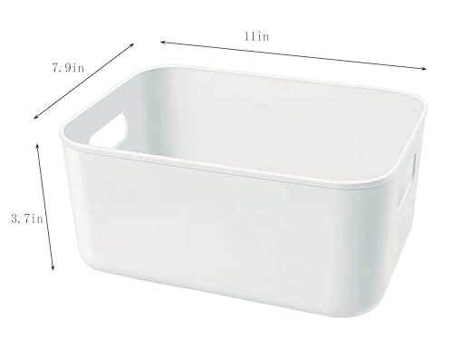 Amyup Set Of 3 Plastic Storage Bins,Versatile Kitchen Pantry Organization and Storage,for Plastic Storage Container Under Bed,Under Sink Bathroom Organizer (White, 3 Pack Small by Amyup - Image 5