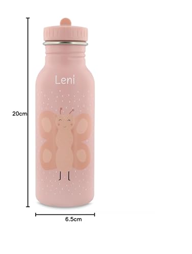 wunderwunsch Trinkflasche personalisiert für Kinder, Flasche personalisiert, Babyflasche, Kinder Flasche, Trixie Trinkflaschen mit individuellem Namen (Schmetterling, 500ml)