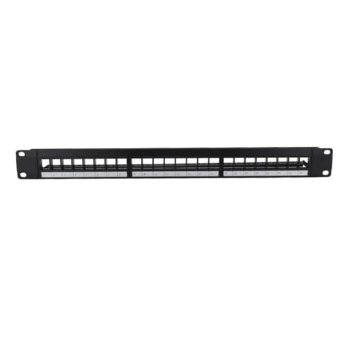 Panel de conexiones Cat 6a de 24 puertos en metal negro de fácil instalación
