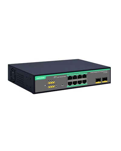 Image of LINOVISION 8 Ports Remote Cloud Managed PoE Switch with 2 SFP Uplink, Full Gigabit Ports, 120W Built-in Power Supply, IEEE802.3af /at, Q-PoE and P-PoE Without Interruption