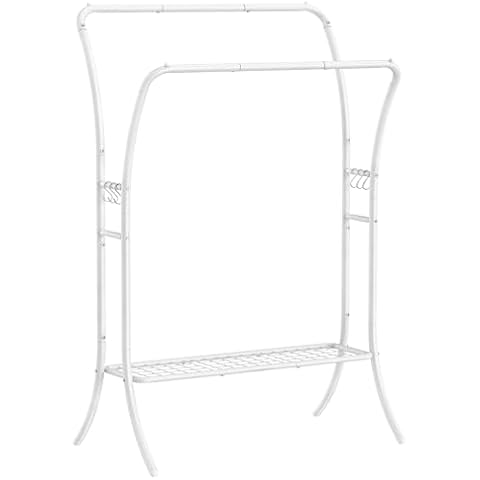 SONGMICS Portable Double Clothes Rail with Hooks Cover