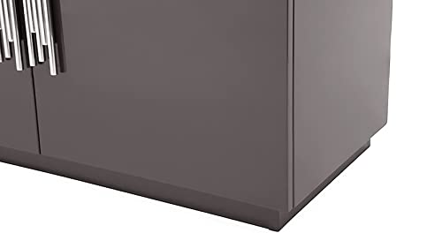 Zuri Furniture 78.7" Wide Modern Lurton Buffet Glossy Grey Lacquer And Polished Stainless Steel Acce #TOP7