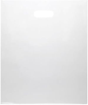 ClearBags 100 White Handle Bags 12x15, Extra Thick 2.25 Mil Retail Plastic Shopping Merchandise Gift Bags Tear Resistant Strong Durable Anti Stretch For Small Business LDPE Die Cut, 100% Recyclable