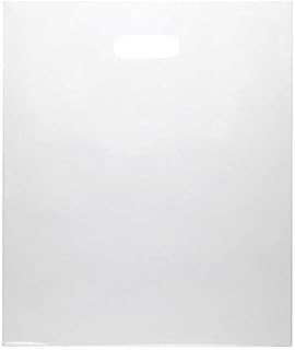 ClearBags 100 White Handle Bags 12x15, Extra Thick 2.25 Mil Retail Plastic Shopping Merchandise Gift Bags Tear Resistant Strong Durable Anti Stretch For Small Business LDPE Die Cut, 100% Recyclable
