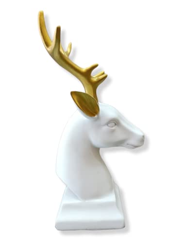 Image of AUGEN Polyresin White Deer Idol Statue Showpiece for Home Decor Decoration and Gifting (1 Piece,9830B)