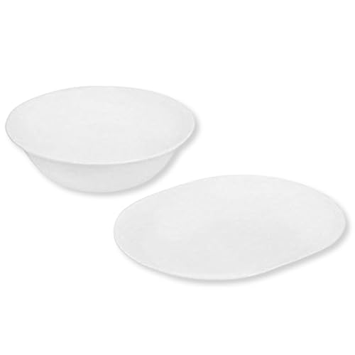 Corelle 12-1/4-Inch Serving Platter, Winter Frost White Serving Bowl, Winter Frost White - Bundle Set of 2 (1 Serving Platter and 1 Serving Bowl) (1qt & Platter)