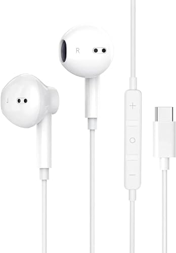 USB Type C Headphones for Samsung Galaxy S23 S20 S10 HiFi Stereo Noise Earbuds reduction USB C Headphones with Mic&Volume Control compatible Huawei P40 P30 Mate 20,Google Pixel 6,iPad Pro 2022,OnePlus