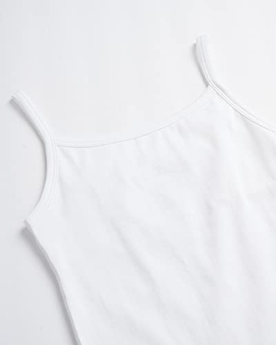 Reebok Girls' Undershirt - Stretch Cami Tank Top With Shelf Bra (5 Pack), Size Large, White #TOP2
