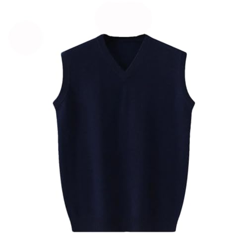 Men’S V-Neck Cashmere Wool Blend Vest Sleeveless Knitted Pullover Solid Color Casual Waistcoat