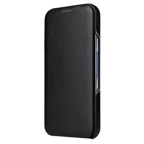 Étui en cuir pour iPhone 17 anti-rayure doublure fibre douce noire
