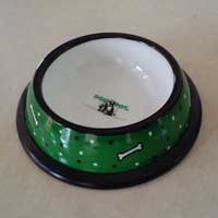 Dog Bowl Green & White Dog Bones