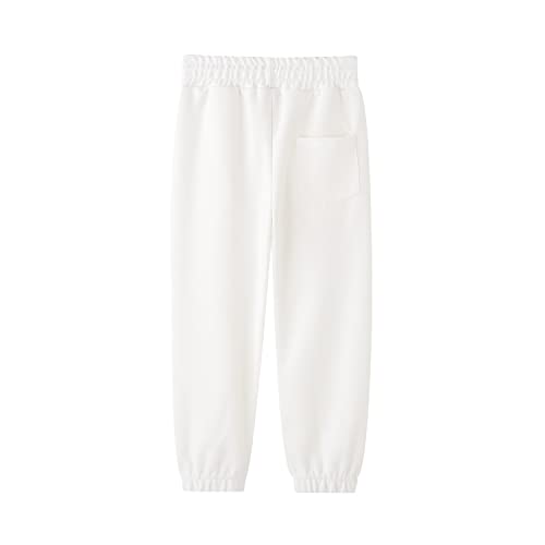 Kisbini Big Boys Cotton Sweatpants Sweats Athletic Pants Joggers For Children (4T, Solid White) #TOP3