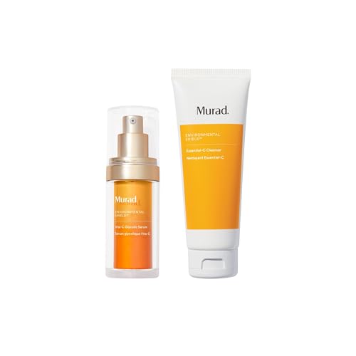 Murad Bright & Fresh Combo - Vita-C Glycolic Serum and Essential-C Facial Cleanser for Brighter Complexion, Smoother Texture, and Cleaner Healthier Skin, Set of 2