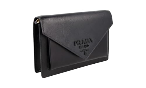 Prada Damen Schwarz Saffiano Leder Schultertasche 1BP020