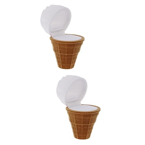 PRETYZOOM - PRETYZOOM Lot De 2 Boîtes De Rangement Pratiques En Flanelle En Forme De Cornet De Glace Pour Mariage Et Fiançailles