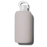 bkr Big Smooth Heather - 32oz/1L - Glass Water Bottle - Opaque Warm Concrete Grey - Dishwasher Safe