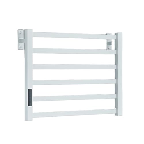 AYCDL Toallero Eléctrico con Calefacción para Baño, Pantalla Táctil Digital, Temperatura Preestablecida, Temporizador, Resistente Al Agua, Soporte para Secador, Barra De Toalla,White B-Left