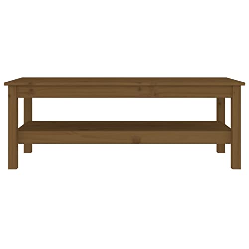 Table basse en bois massif marron miel 110x50x40 cm table de salon - 5