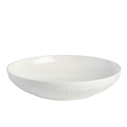 Image of Gibson Elite Embossed Bone China 16-Piece Double Bowl Dinnerware Set, Service for 4 - White Elegant Plates and Bowls