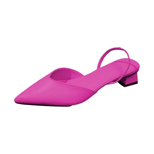 Escarpins en cuir pour femme - Ballerines à petit talon - Escarpins à bout pointu - Chaussures de soirée fermées - Sandales d'été à enfiler - Chaussures...