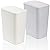 Fasmov Trash Can 2 Pack 7.5 Liter / 2 Gallon Plastic Garbage Container Bin with Press Top Lid, Waste Basket for Kitchen, Bathroom, Living Room, Office, Narrow Place (White + Blue)