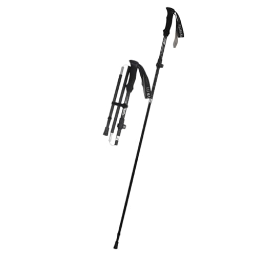 Negosu(2個)トレッキングポール カーボン 折畳み炭素繊維 登山 ポール ハイキングポール 滑り止め コンパクト 遠足 登山用品 徒歩 キャップ 吸湿発散性に 男女兼用 オフロード (115-135cm,ブラック)