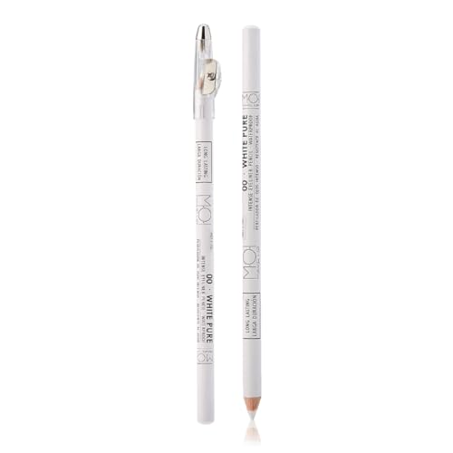 Moi Profesional Lapiz Blanco Uso Perfilador de Ojos O para Marcaje Piel Esp. Láser 00·White Pure - Largo con Sacapuntas M·O·I Professional 1 Unidad 100 g