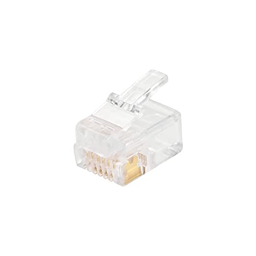 sourcing map 50 STK. Modularer Telefonstecker RJ12 Stecker, Kupferkern 6P6C, klar