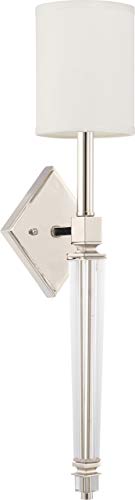 Image of Capital Lighting 628412PN-684 Markle Decorative White Fabric /K9 Crystal Torchiere Wall Sconce, 1-Light 60 Watt, 25 inch H x 6 inch W, Polished Nickel